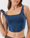Seam Detail Cropped Denim Tank