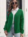 Button Down Ribbed Trim Cardigan