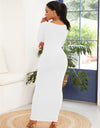 Round Neck Long Sleeve Maxi Wrap Dress