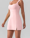 Square Neck Sleeveless Slit Mini Active Dress