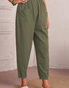 Elastic Waist Pocket Tapered Pants