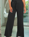 Drawstring Wide Leg Pants with Pockets