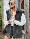 Button Up Sleeveless Denim Jacket with Pockets