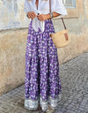 Full Size Tiered Printed Elastic Waist Skirt