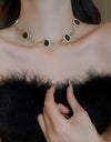 Alloy Oval Gemstone Necklace