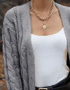 Cable-Knit Button Down Cardigan