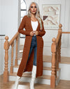 Cable-Knit Open Front Cardigan with Pockets