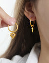 Heart Shape Lapis Lazuli Dangle Earrings