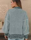 Waffle-knit Pocketed Open Front Cardigan