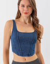 Seam Detail Cropped Denim Tank