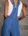 Distressed Wide Leg Denim Overalls