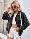 Pearl Trim Raw Hem Denim Jacket