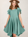 Round Neck Petal Sleeve Dress