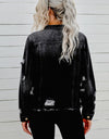Distressed Raw Hem Denim Jacket