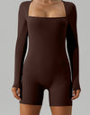 Square Neck Long Sleeve Active Romper