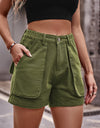 Buttoned Cargo Denim Shorts