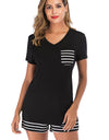 Striped Short Sleeve Top and Shorts Lounge Set