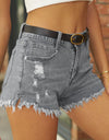 Raw Hem Distressed Denim Shorts
