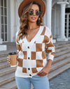 Button-Up V-Neck Dropped Shoulder Cardigan