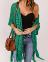 Openwork Open Front Cardigan with Fringes