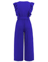 Ruffled Surplice Cap Sleeve Jumpsuit