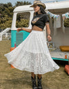 Embroidered Elastic Waist Skirt