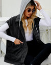 Hooded Sleeveless Denim Top with Pockets
