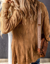 Cable-Knit Dropped Shoulder Slit Cardigan