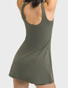 Square Neck Sports Tank Dress with Full Coverage Bottoms