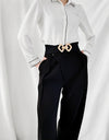 Geometric Buckle Elastic Wide Belt