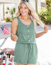 Scoop Neck Wide Strap Romper with Pockets