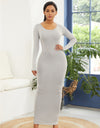 Round Neck Long Sleeve Maxi Wrap Dress
