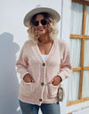 Button Down V-Neck Cardigan with Pockets