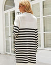 Striped Open Front Longline Cardigan