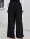High Waist Ruched Pocketed Wide Leg Pants