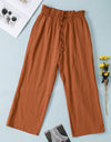 Drawstring Paperbag Waist Wide Leg Pants