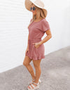 Ruffled Boat Neck Short Sleeve Romper
