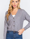 ACTIVE BASIC V-Neck Button Up Long Sleeve Knit Cardigan
