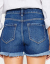 Kancan High Rise Frayed Hem Denim Shorts
