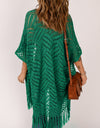 Openwork Open Front Cardigan with Fringes