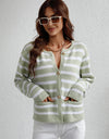 Woven Right Striped Button Front Cardigan