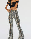 Snakeskin Print Flare Pants