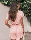 Ruffled Boat Neck Short Sleeve Romper