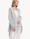 One-Button Tassel Tie Asymmetrical Hem Cardigan