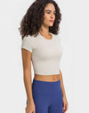 Round Neck Short Sleeve Cropped Sports T-Shirt