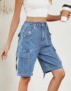 High Waist Denim Shorts with Pockets