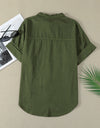 Pocketed Button Up Short Sleeve Denim Shirt