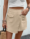 Pocketed High Waist Shorts with Zip