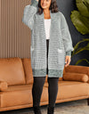 Plus Size Open Front Longline Cardigan