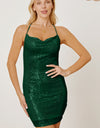 Sequin Spaghetti Strap Mini Wrap Dress